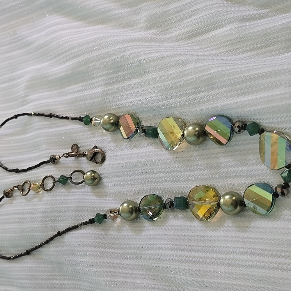 Emily Ray Gold and Green Necklace with Chain Tassel